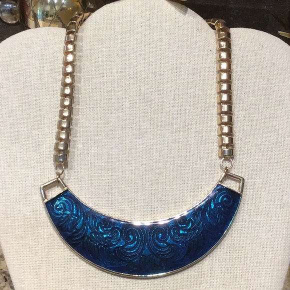 Gold/Turquoise/Navy necklace - Picture 1 of 1